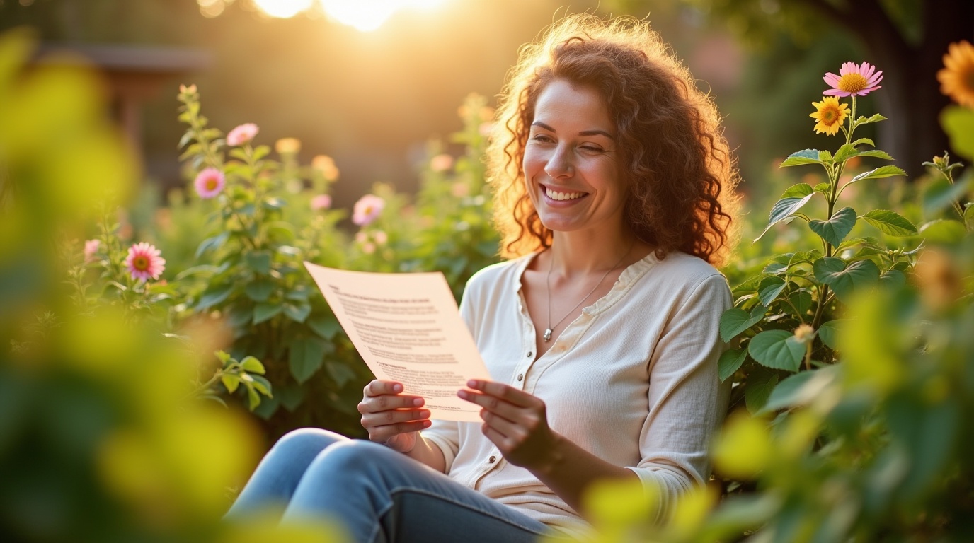 Une femme dans un jardin avec des plantes de gattilier, illustrant les bienfaits pour la fertilité.