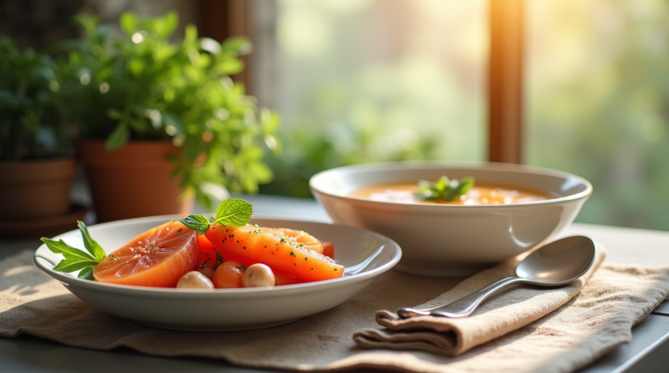 Assiette de fruits de mer et légumes illustrant l'importance de l'iode dans l'équilibre hormonal.