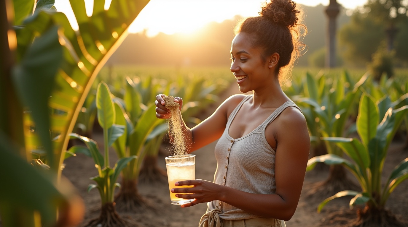 Personne préparant une boisson avec des racines de maca pour stimuler la libido