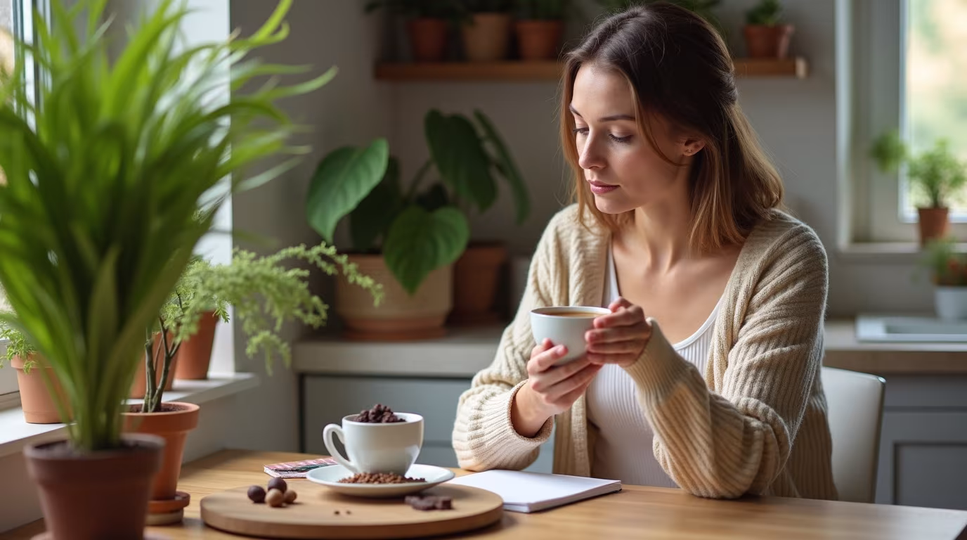 Femme attentive aux bienfaits du magnésium dans la gestion du syndrome prémenstruel