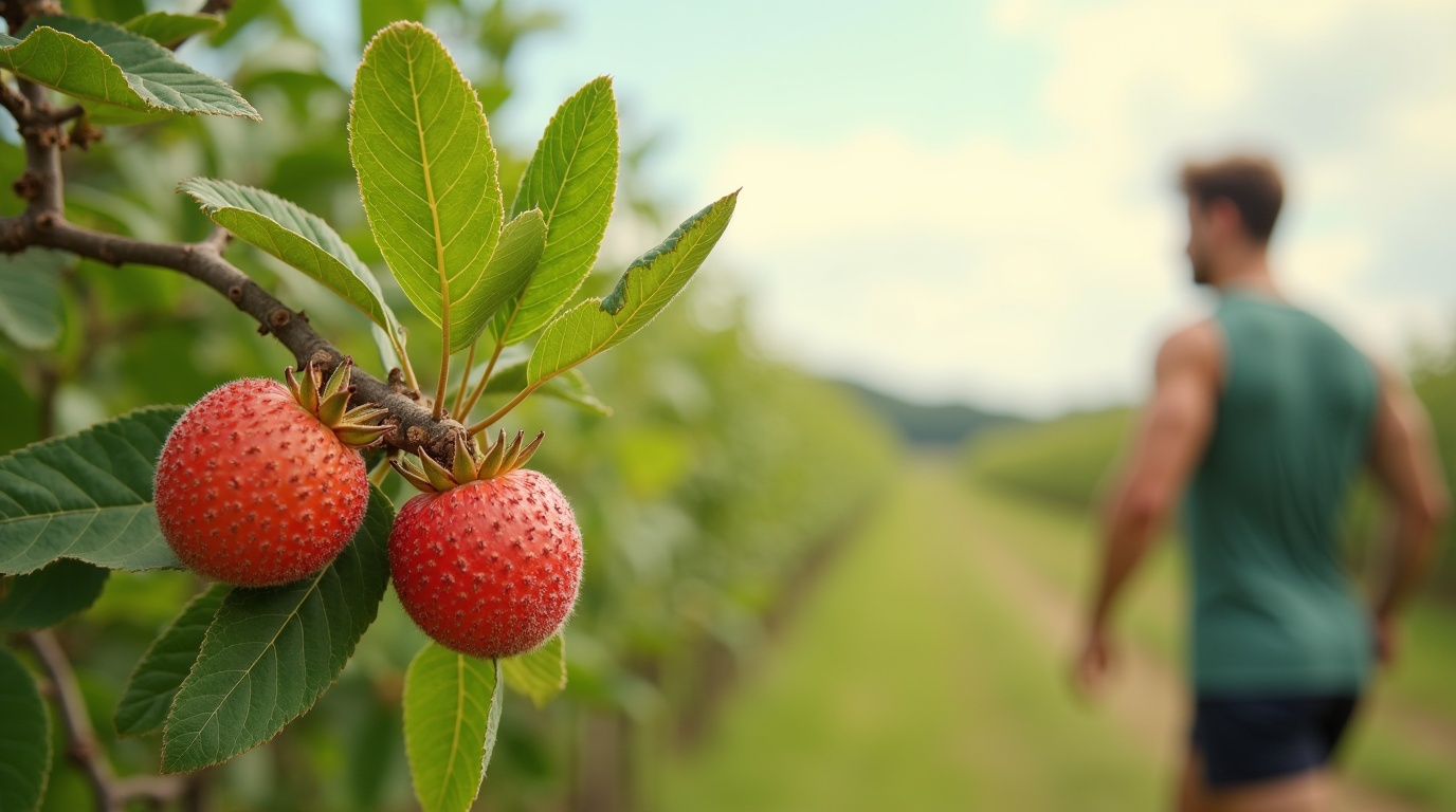 Plantes de tribulus dans un environnement naturel avec un homme pratiquant un sport