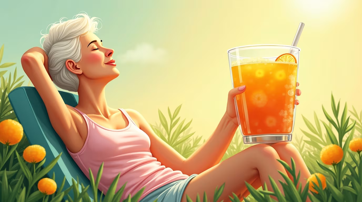 Femme absorbant la vitamine D au soleil pendant la ménopause, bien-être et santé