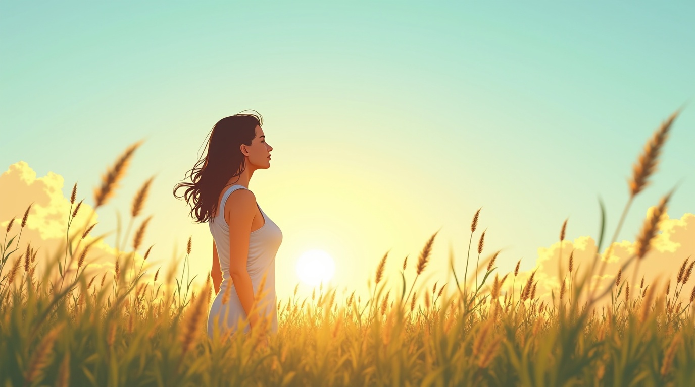 Personne en nature profitant du soleil et symbolisant la vitamine D et les hormones sexuelles.